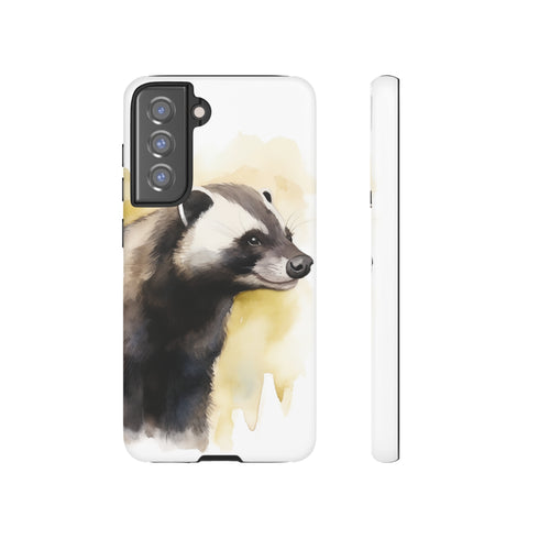 Badger on a Yellow Background - Impact Resistant Phone Case Samsung Galaxy S21 FE Matte